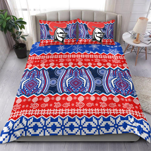 knights-aboriginal-rugby-novocastrians-christmas-vibe-bedding-set