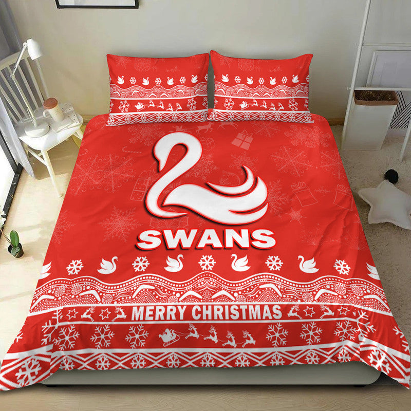 sydney-swans-unique-winter-season-bedding-set-swans-merry-christmas-no1