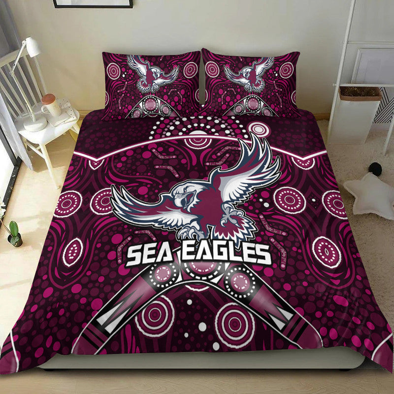 sea-eagles-rugby-bedding-set-boomerang-indigenous-dots