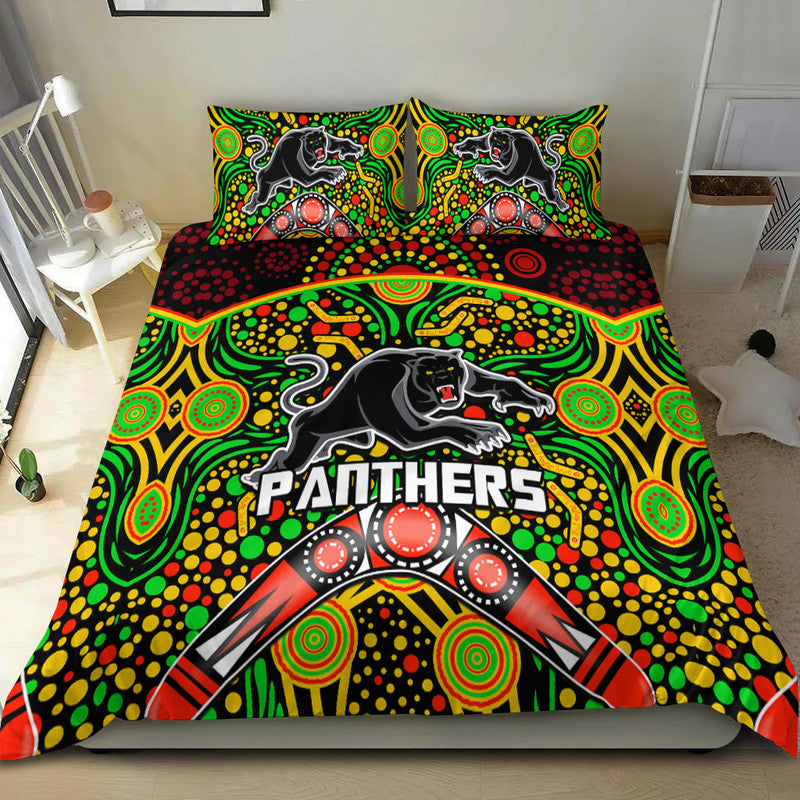 panthers-rugby-bedding-set-boomerang-indigenous-dots