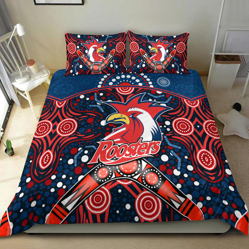 roosters-rugby-bedding-set-boomerang-indigenous-dots