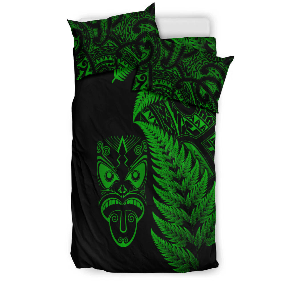 new-zealand-haka-rugby-maori-bedding-set-silver-fern-vibes-green