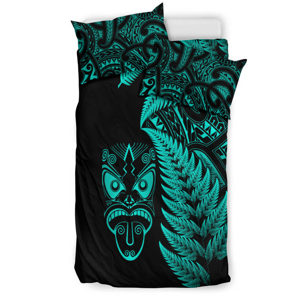 new-zealand-haka-rugby-maori-bedding-set-silver-fern-vibes-turquoise