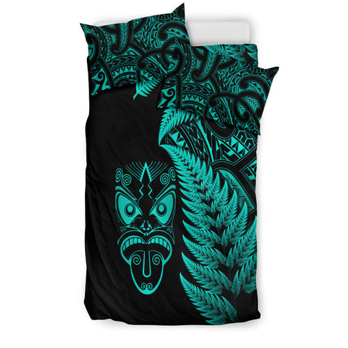 new-zealand-haka-rugby-maori-bedding-set-silver-fern-vibes-turquoise