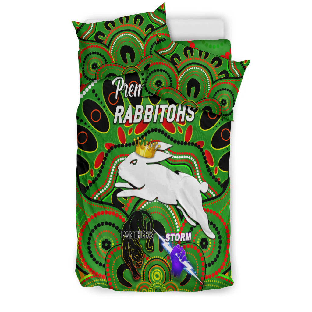 south-sydney-rabbitohs-bedding-set-2021-indigenous-premiers-the-king-green
