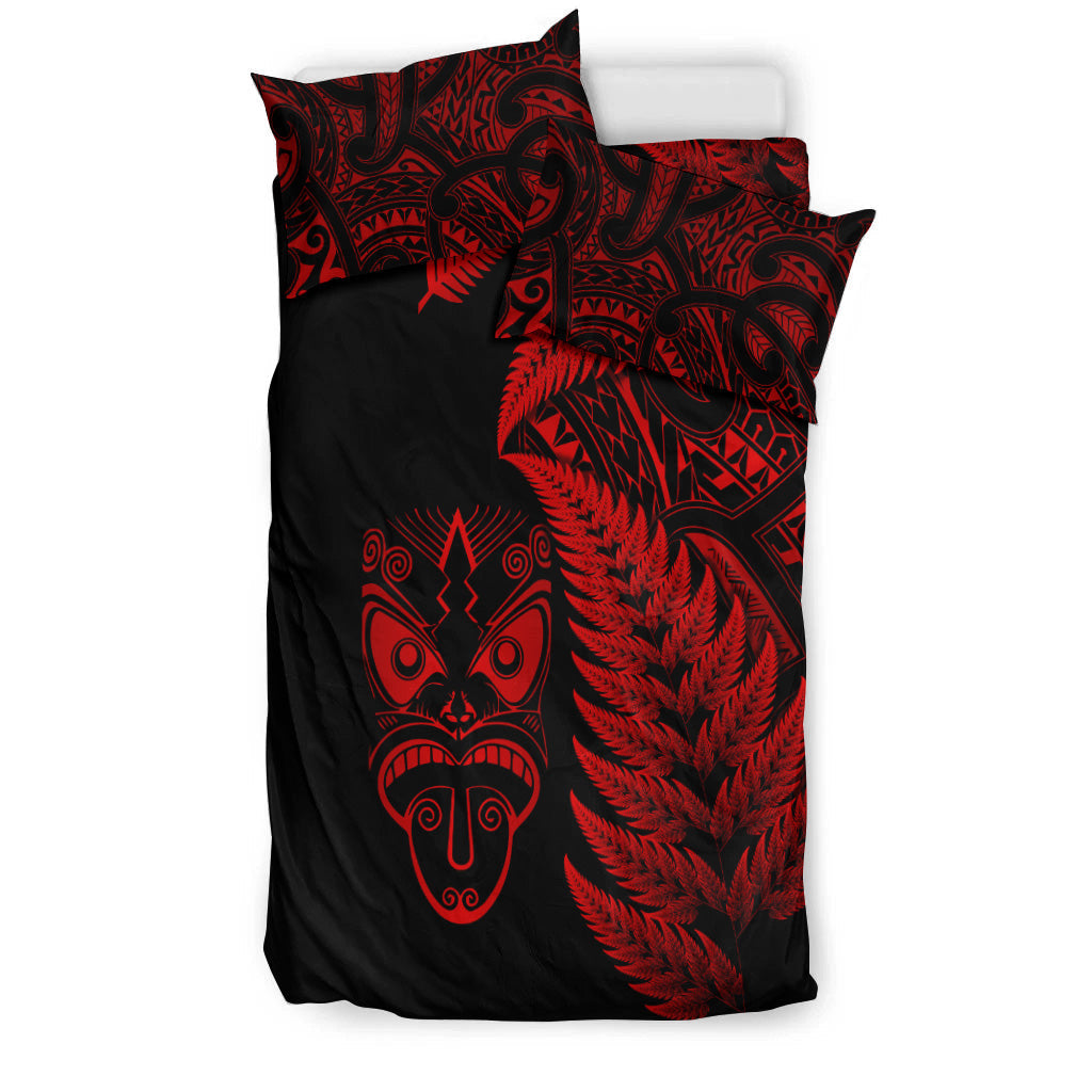 new-zealand-haka-rugby-maori-bedding-set-silver-fern-vibes-red