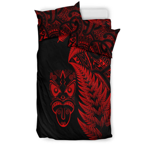 new-zealand-haka-rugby-maori-bedding-set-silver-fern-vibes-red