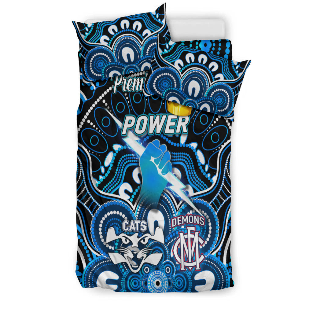 port-adelaide-power-indigenous-bedding-set-football-2021-premiers-the-king
