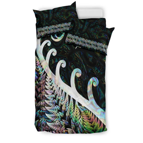 new-zealand-rugby-maori-bedding-set-silver-fern-koru-vibes-paua-shell