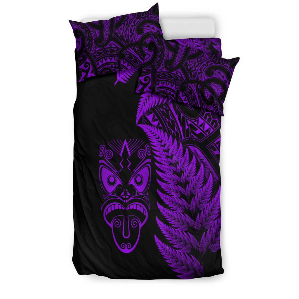 new-zealand-haka-rugby-maori-bedding-set-silver-fern-vibes-purple