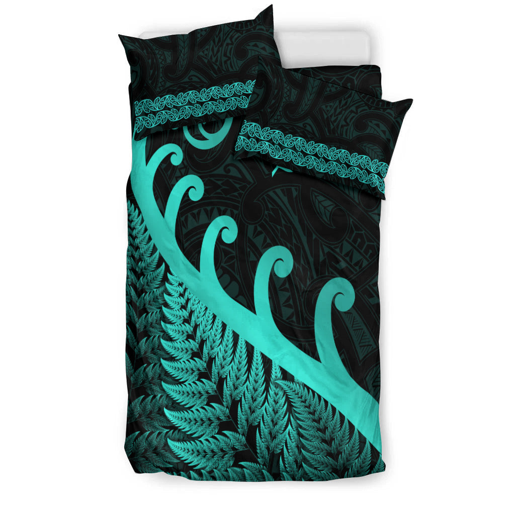 new-zealand-rugby-maori-bedding-set-silver-fern-koru-vibes-turquoise