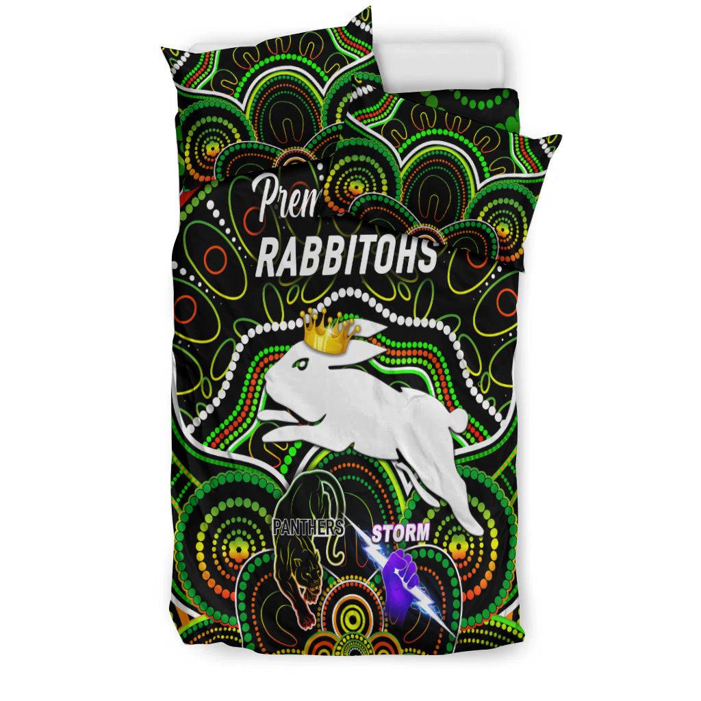 south-sydney-rabbitohs-bedding-set-2021-indigenous-premiers-the-king-black