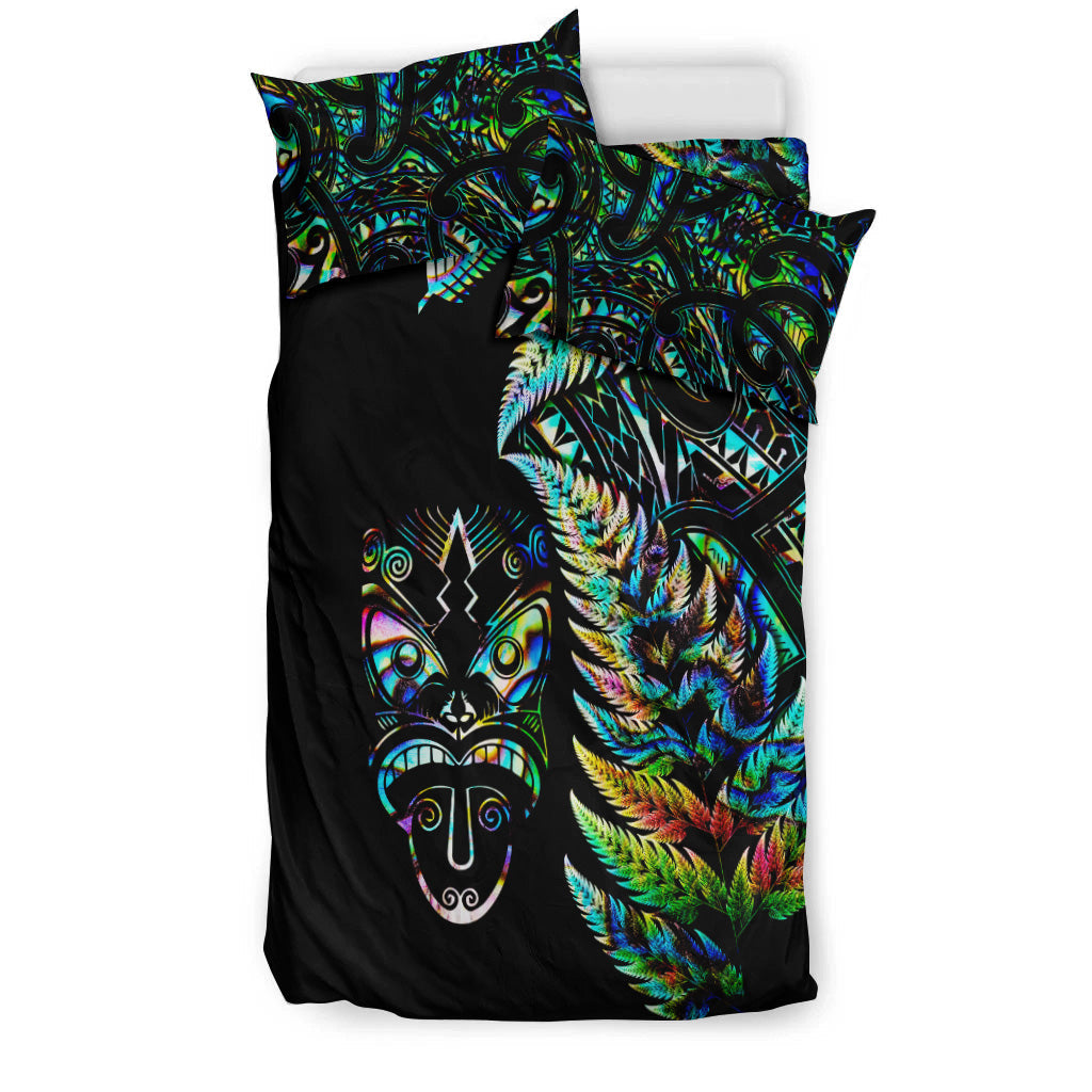 new-zealand-haka-rugby-maori-bedding-set-silver-fern-vibes-paua-shell