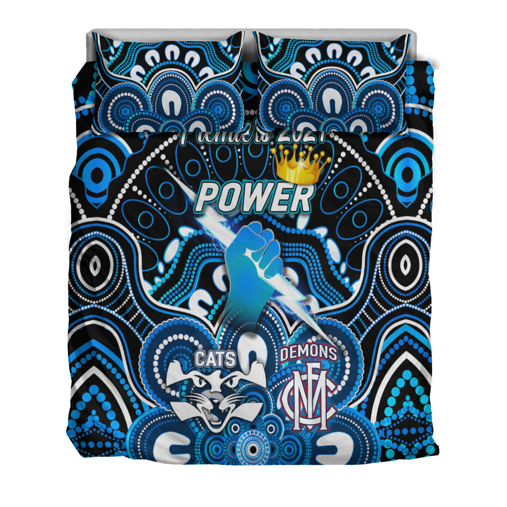 port-adelaide-power-indigenous-bedding-set-football-2021-premiers-the-king
