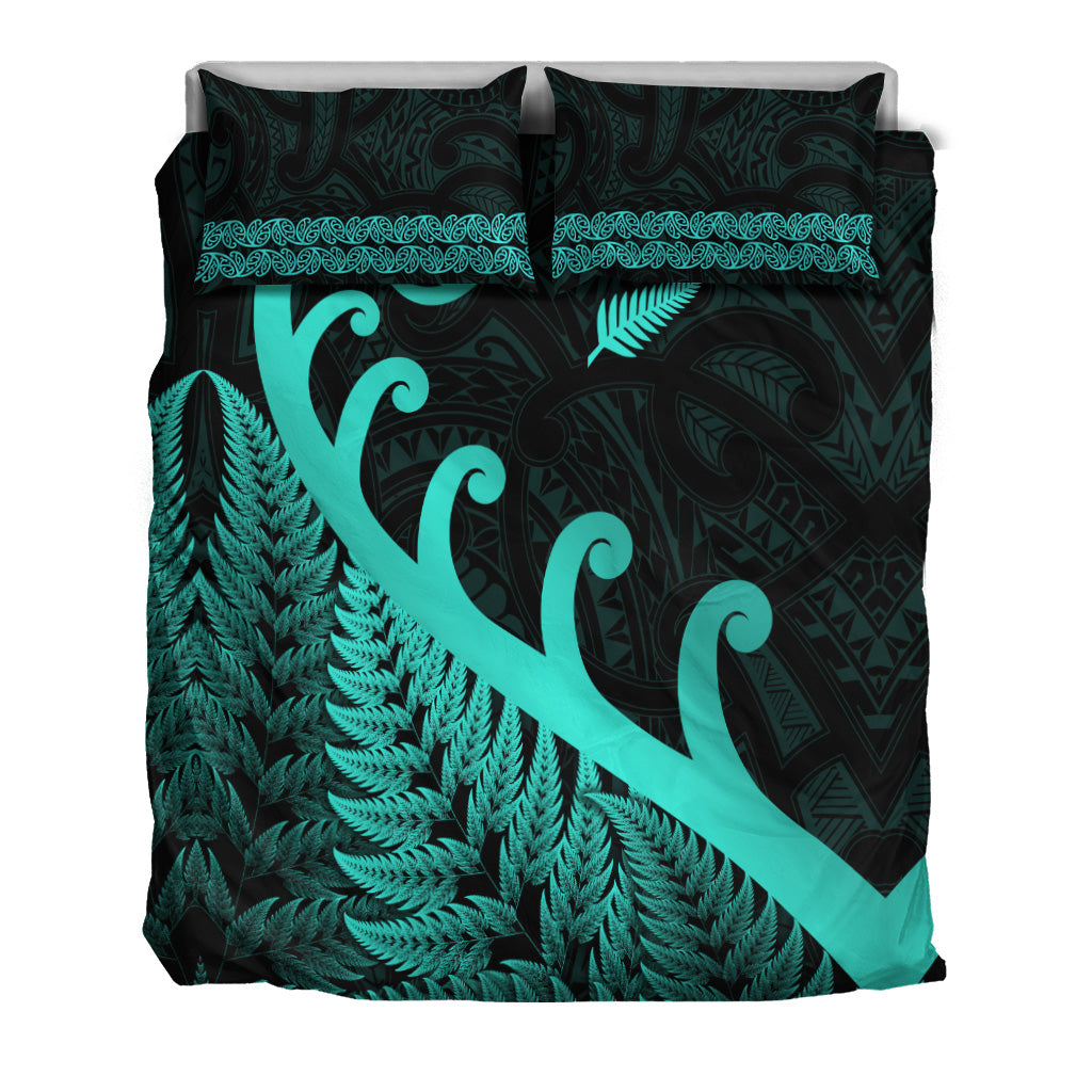 new-zealand-rugby-maori-bedding-set-silver-fern-koru-vibes-turquoise