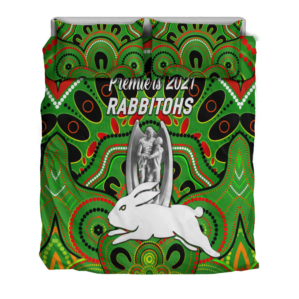 south-sydney-rabbitohs-bedding-set-2021-indigenous-premiers-trophy-green