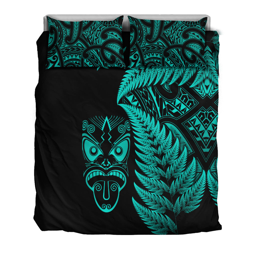 new-zealand-haka-rugby-maori-bedding-set-silver-fern-vibes-turquoise