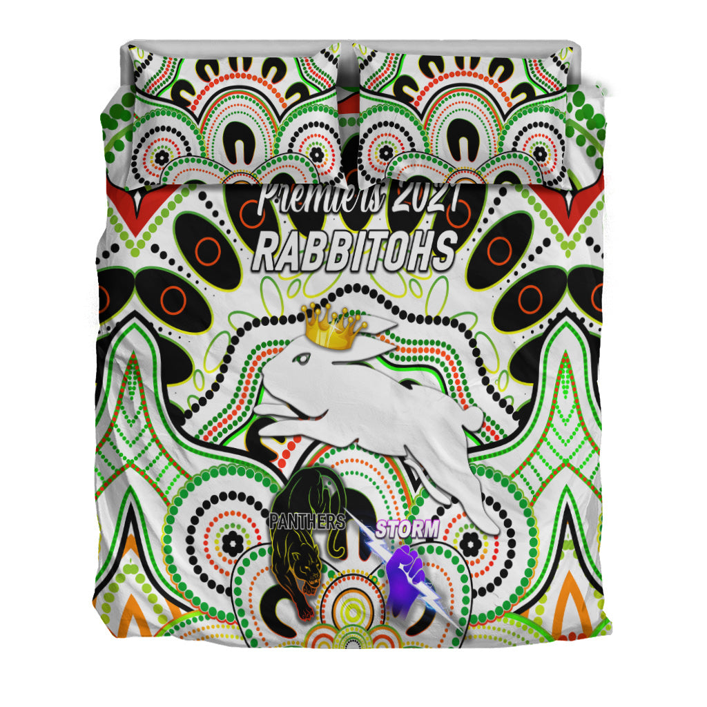 south-sydney-rabbitohs-bedding-set-2021-indigenous-premiers-the-king-white