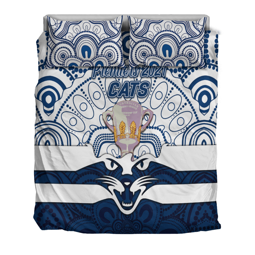 geelong-cats-indigenous-bedding-set-football-2021-premiers-trophy