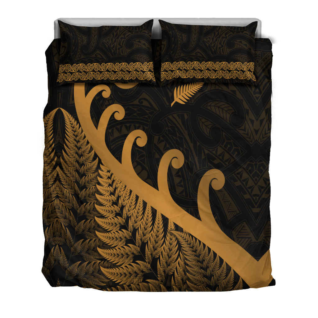 new-zealand-rugby-maori-bedding-set-silver-fern-koru-vibes-gold