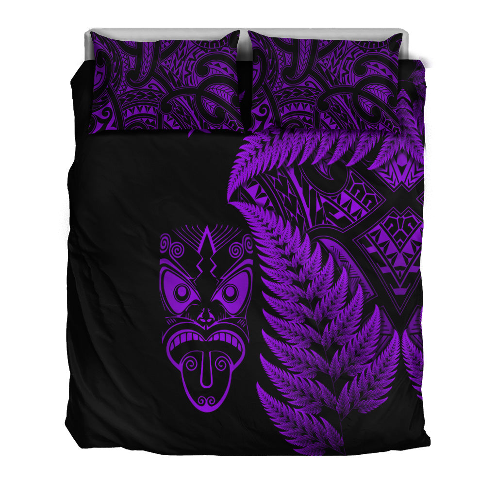 new-zealand-haka-rugby-maori-bedding-set-silver-fern-vibes-purple