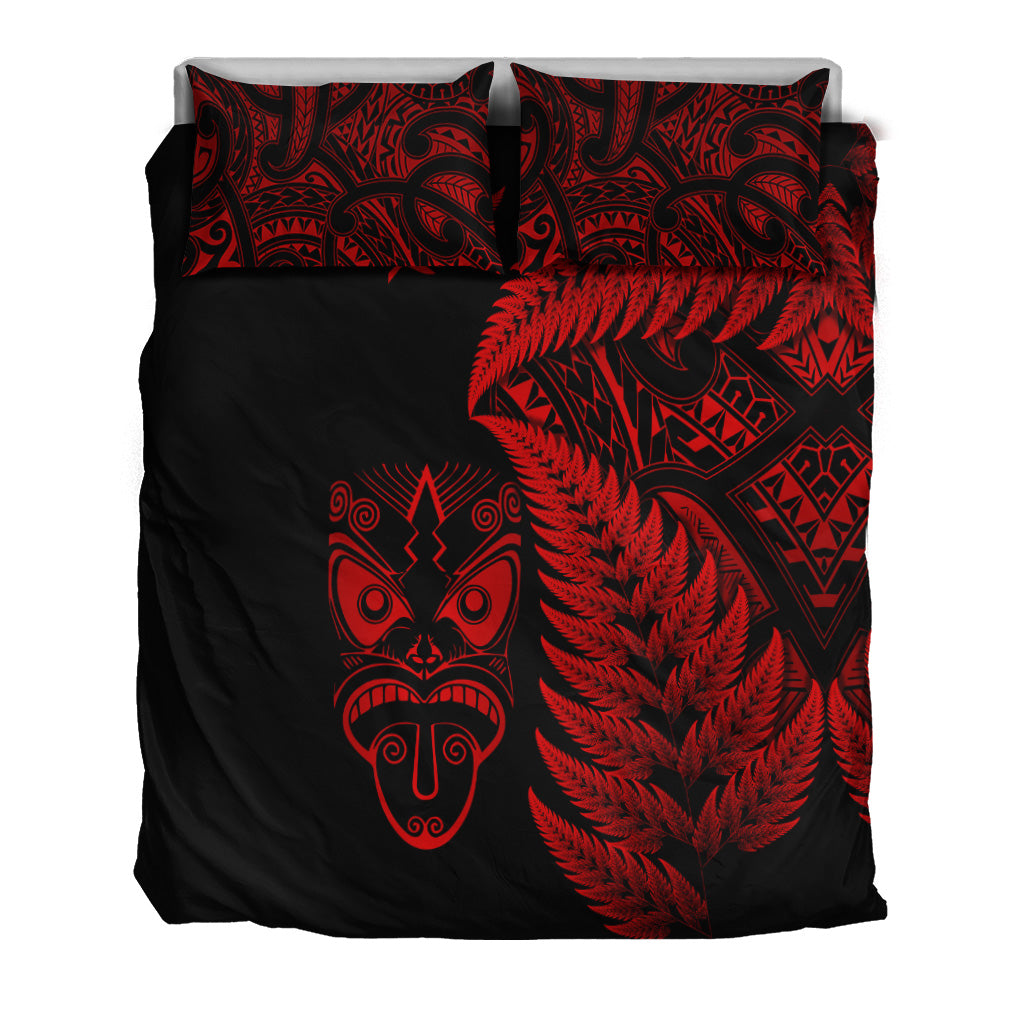 new-zealand-haka-rugby-maori-bedding-set-silver-fern-vibes-red