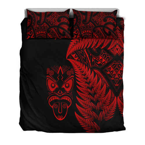 new-zealand-haka-rugby-maori-bedding-set-silver-fern-vibes-red