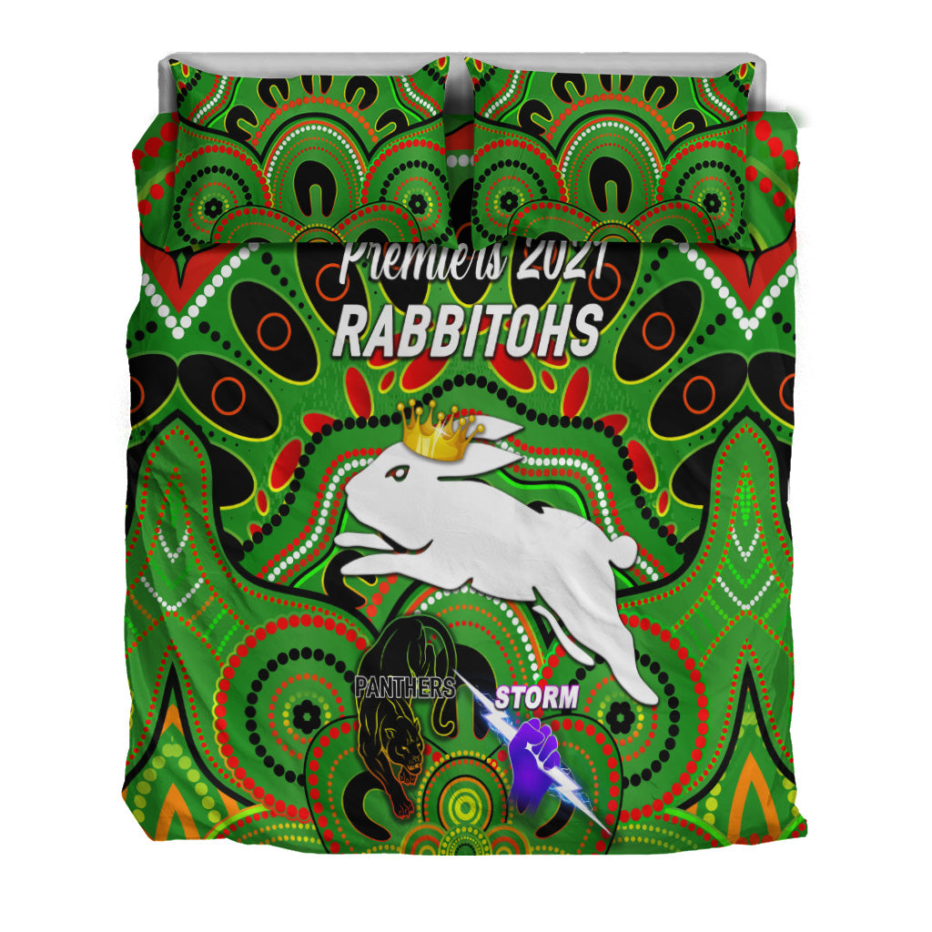 south-sydney-rabbitohs-bedding-set-2021-indigenous-premiers-the-king-green