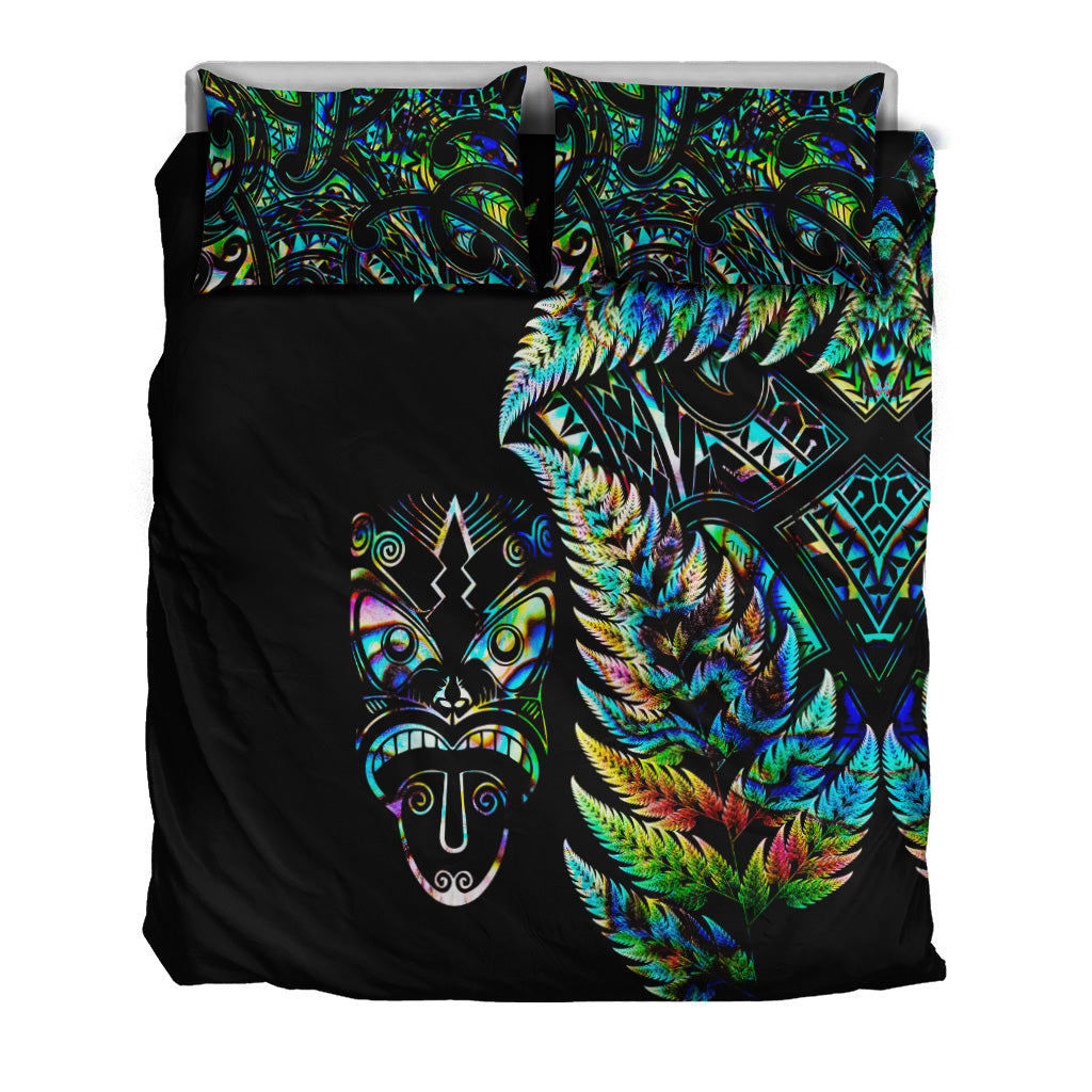 new-zealand-haka-rugby-maori-bedding-set-silver-fern-vibes-paua-shell