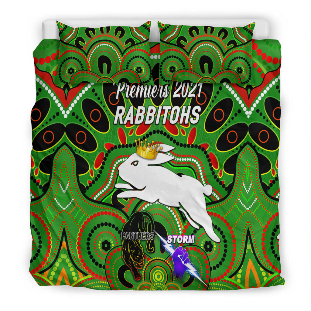 south-sydney-rabbitohs-bedding-set-2021-indigenous-premiers-the-king-green