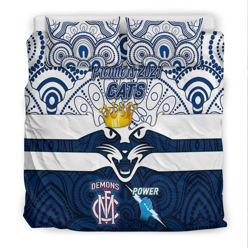 geelong-cats-indigenous-bedding-set-football-2021-premiers-the-king