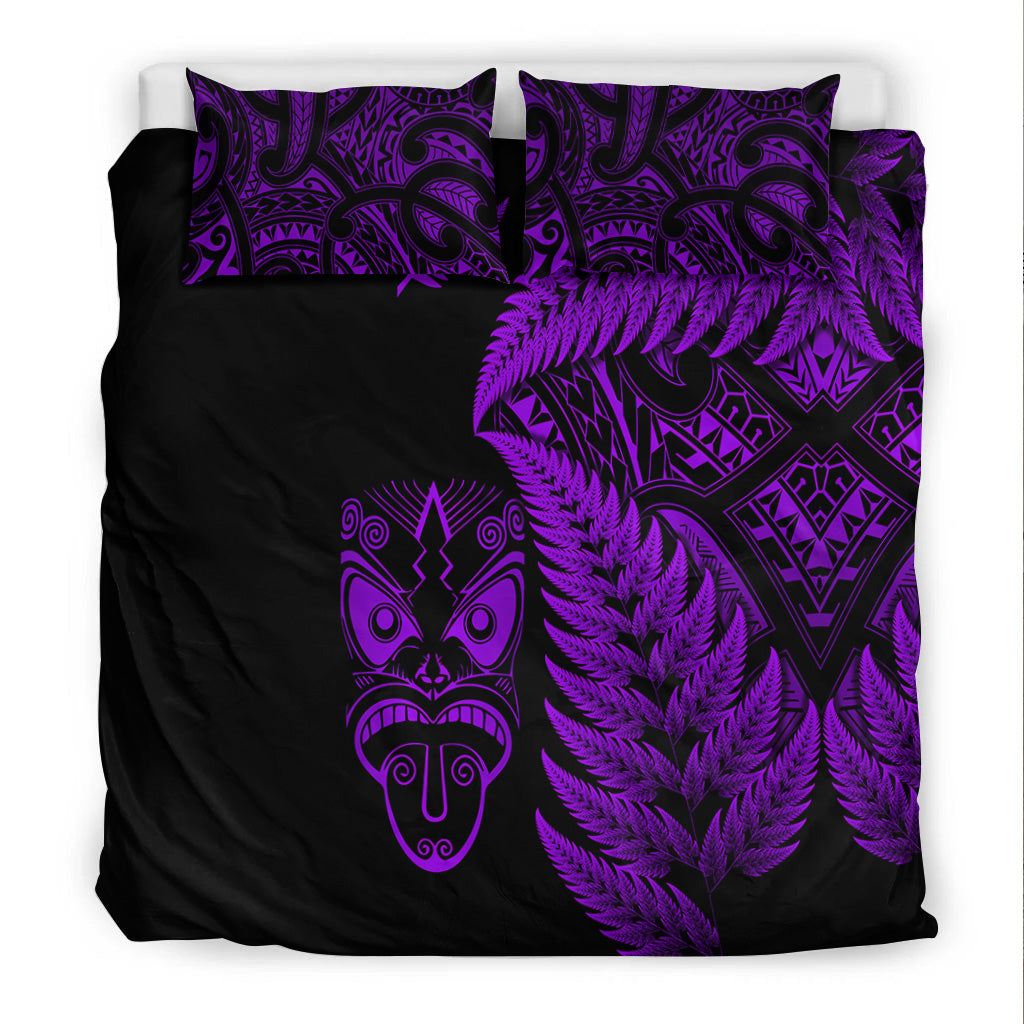 new-zealand-haka-rugby-maori-bedding-set-silver-fern-vibes-purple