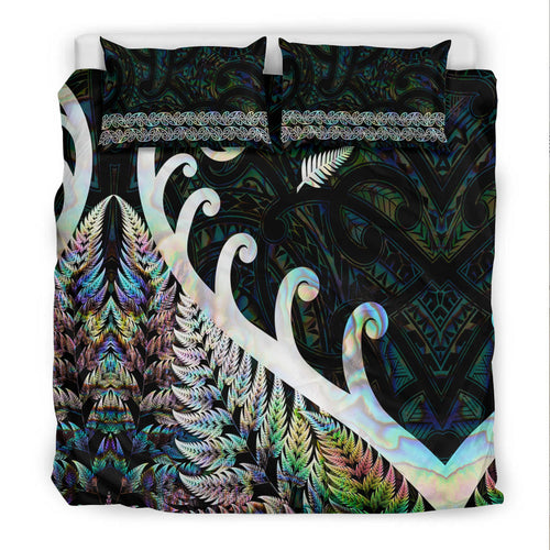 new-zealand-rugby-maori-bedding-set-silver-fern-koru-vibes-paua-shell
