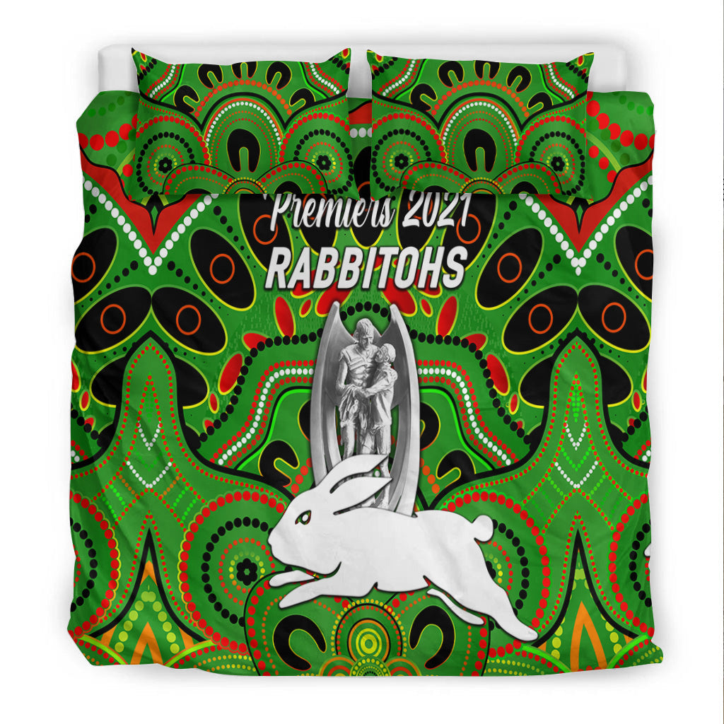 south-sydney-rabbitohs-bedding-set-2021-indigenous-premiers-trophy-green
