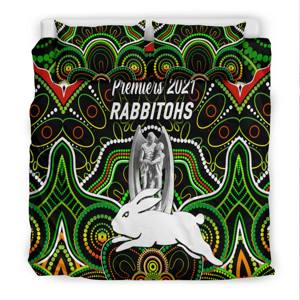 south-sydney-rabbitohs-bedding-set-2021-indigenous-premiers-trophy-black