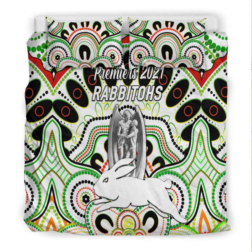 south-sydney-rabbitohs-bedding-set-2021-indigenous-premiers-trophy-white