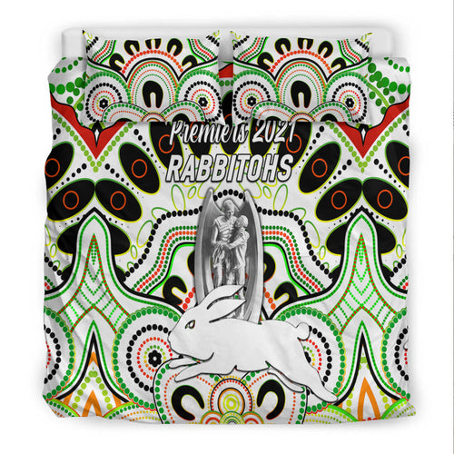 south-sydney-rabbitohs-bedding-set-2021-indigenous-premiers-trophy-white
