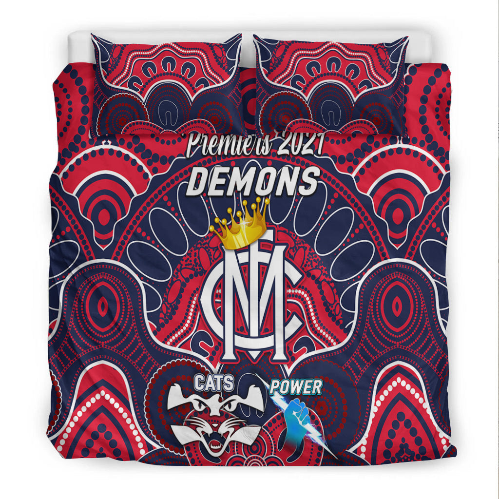melbourne-demons-indigenous-bedding-set-football-2021-premiers-the-king