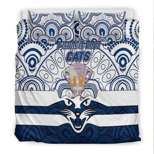 geelong-cats-indigenous-bedding-set-football-2021-premiers-trophy