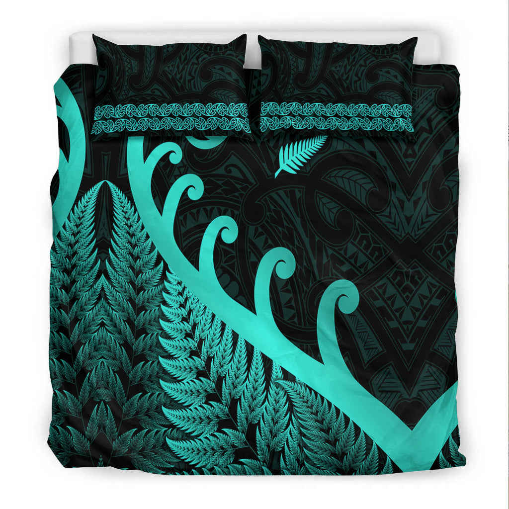 new-zealand-rugby-maori-bedding-set-silver-fern-koru-vibes-turquoise