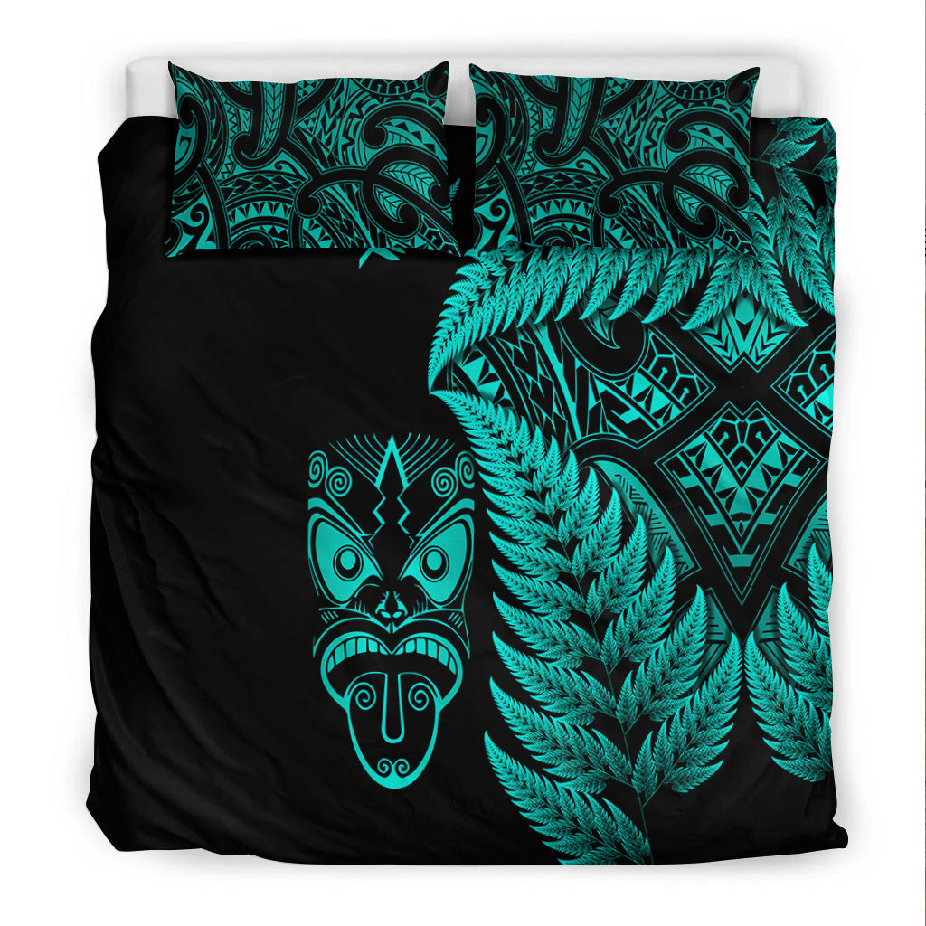 new-zealand-haka-rugby-maori-bedding-set-silver-fern-vibes-turquoise
