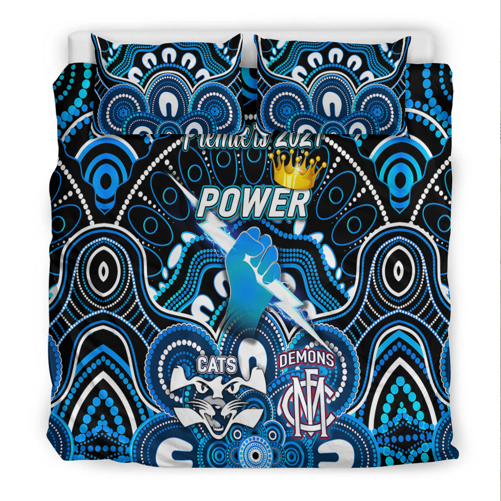port-adelaide-power-indigenous-bedding-set-football-2021-premiers-the-king