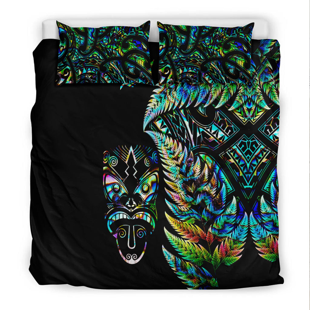 new-zealand-haka-rugby-maori-bedding-set-silver-fern-vibes-paua-shell