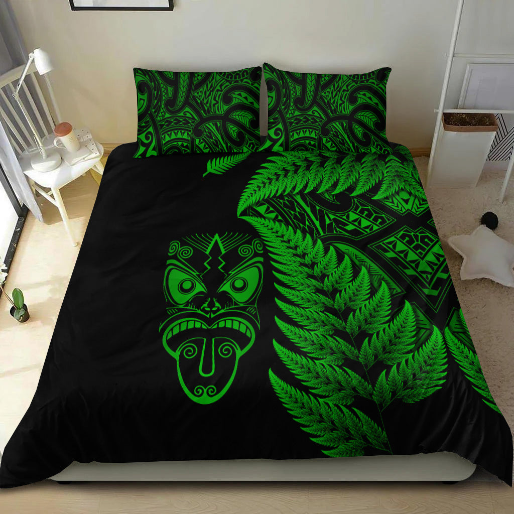 new-zealand-haka-rugby-maori-bedding-set-silver-fern-vibes-green