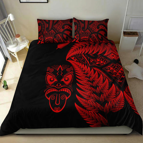 new-zealand-haka-rugby-maori-bedding-set-silver-fern-vibes-red