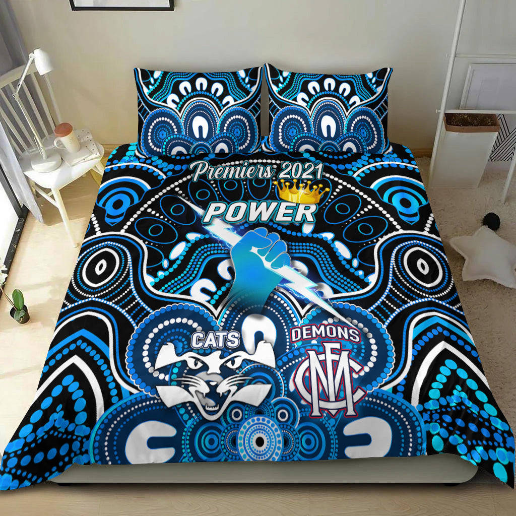 port-adelaide-power-indigenous-bedding-set-football-2021-premiers-the-king
