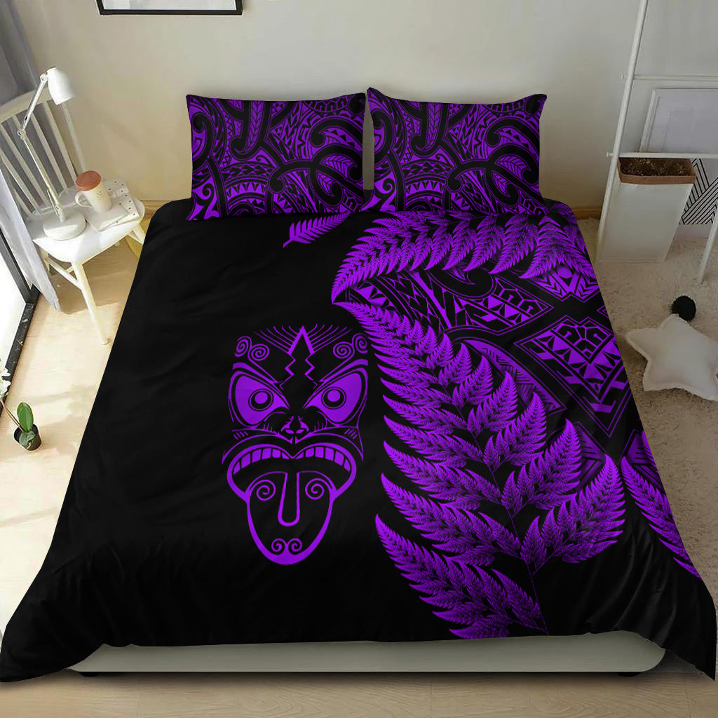 new-zealand-haka-rugby-maori-bedding-set-silver-fern-vibes-purple