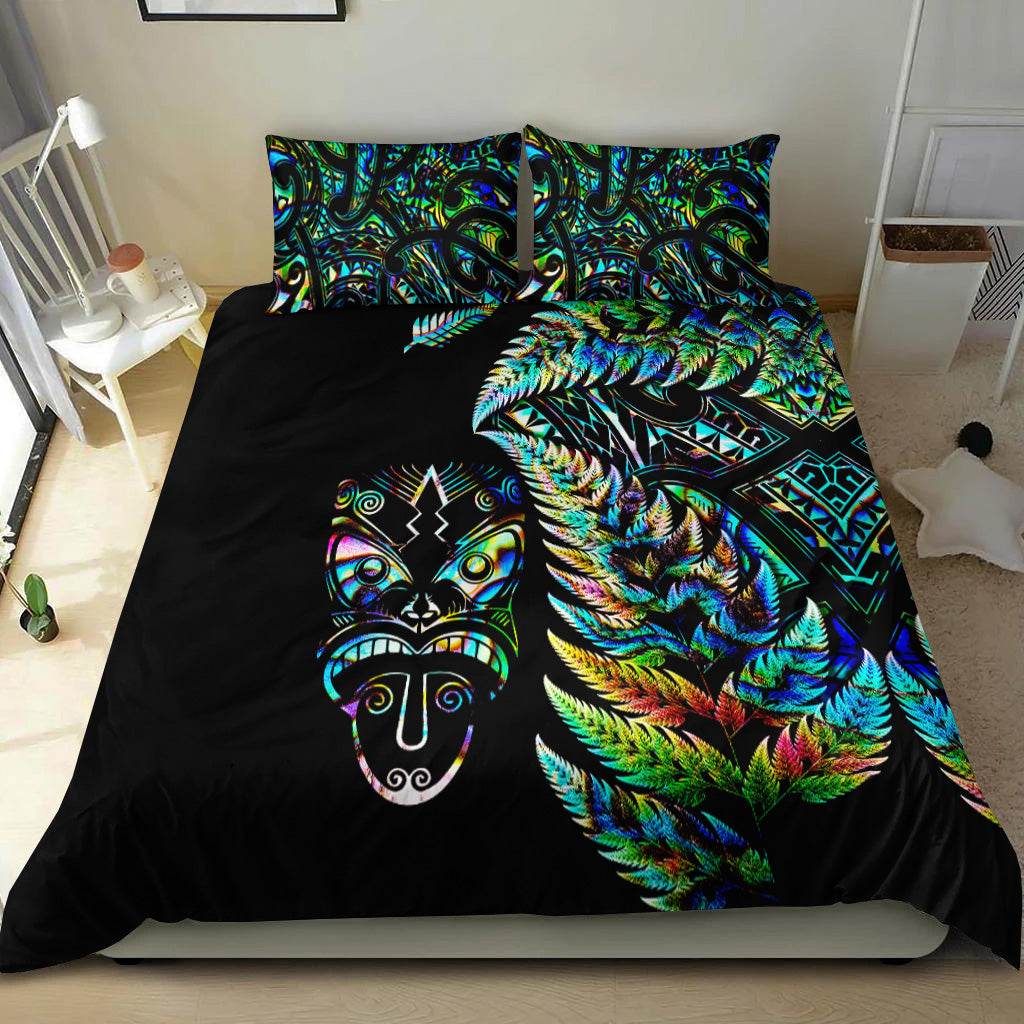 new-zealand-haka-rugby-maori-bedding-set-silver-fern-vibes-paua-shell