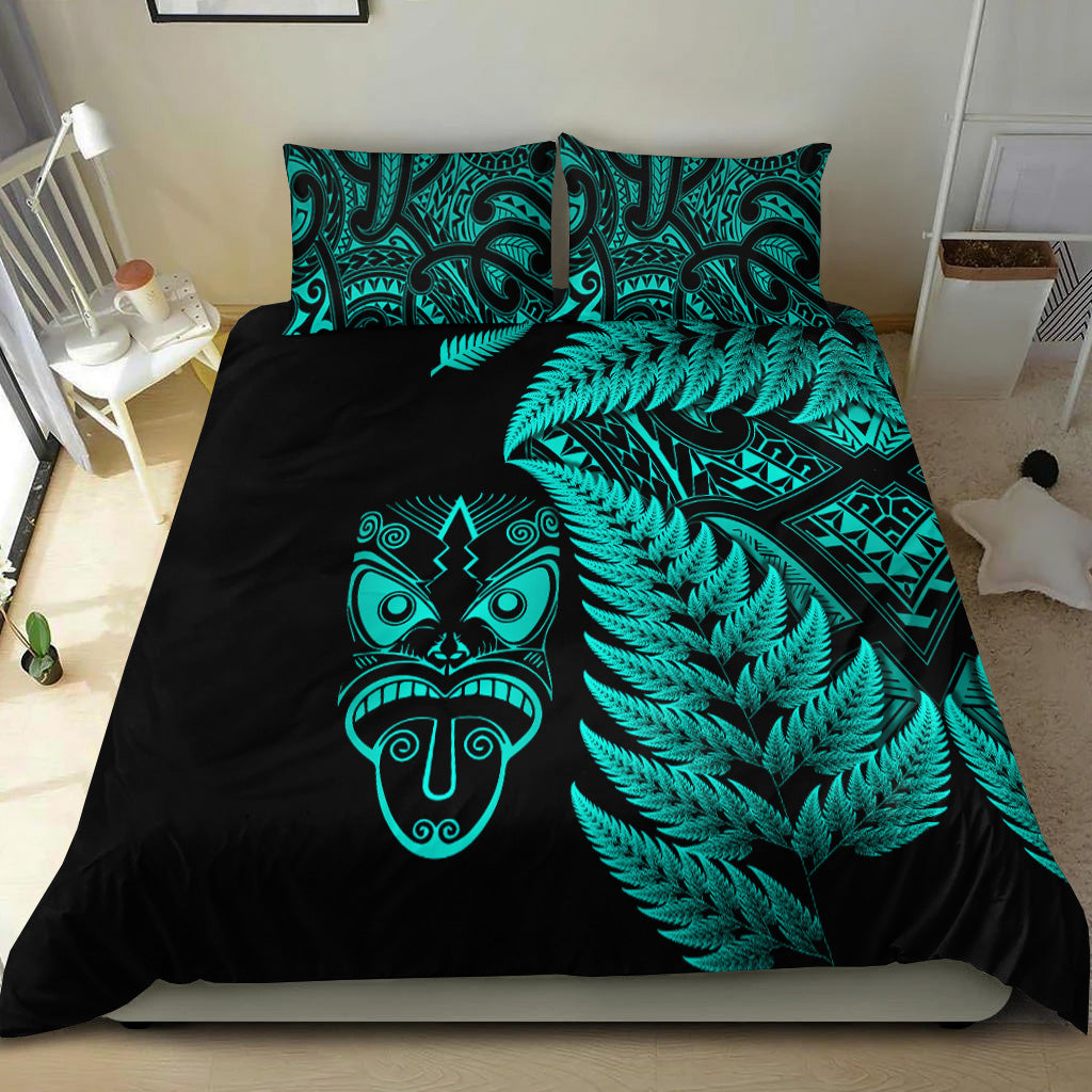 new-zealand-haka-rugby-maori-bedding-set-silver-fern-vibes-turquoise