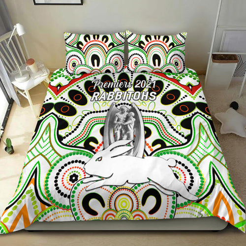 south-sydney-rabbitohs-bedding-set-2021-indigenous-premiers-trophy-white